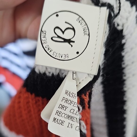 Beauts and Beaus Striped Fall Colored Open Front slouchy Longline Cardigan XL - Picture 6 of 8